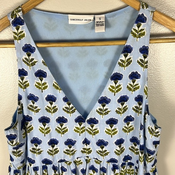 Sincerely Jules Tiered Floral Print Sleeveless V Neck Mini Dress Womens Size S - Picture 3 of 12